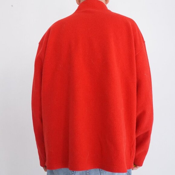 Vintage '90S Old Navy Red Fleece Outdoor Hiking Quarter Zip Pullover Sweater 2XL - Picture 2 of 10